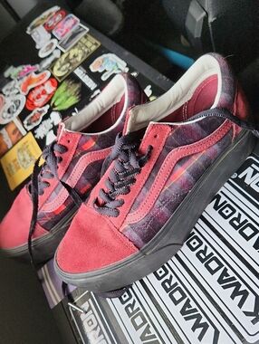 Vans Platform Red & Purple Plaid Skate Sneakers